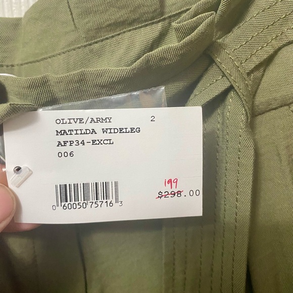 NTERMIX Matilda Paperbag Wide-Leg Pants in Army Green, 2, NWT - Picture 5 of 6